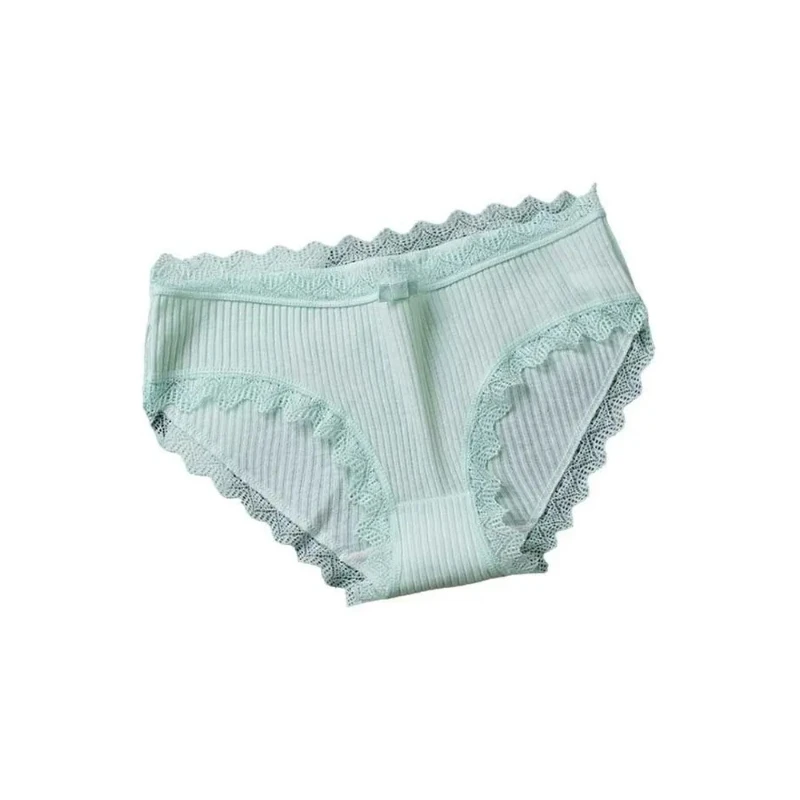 1pc Green Women's Underwear Threaded Comfortable Cotton Underwear