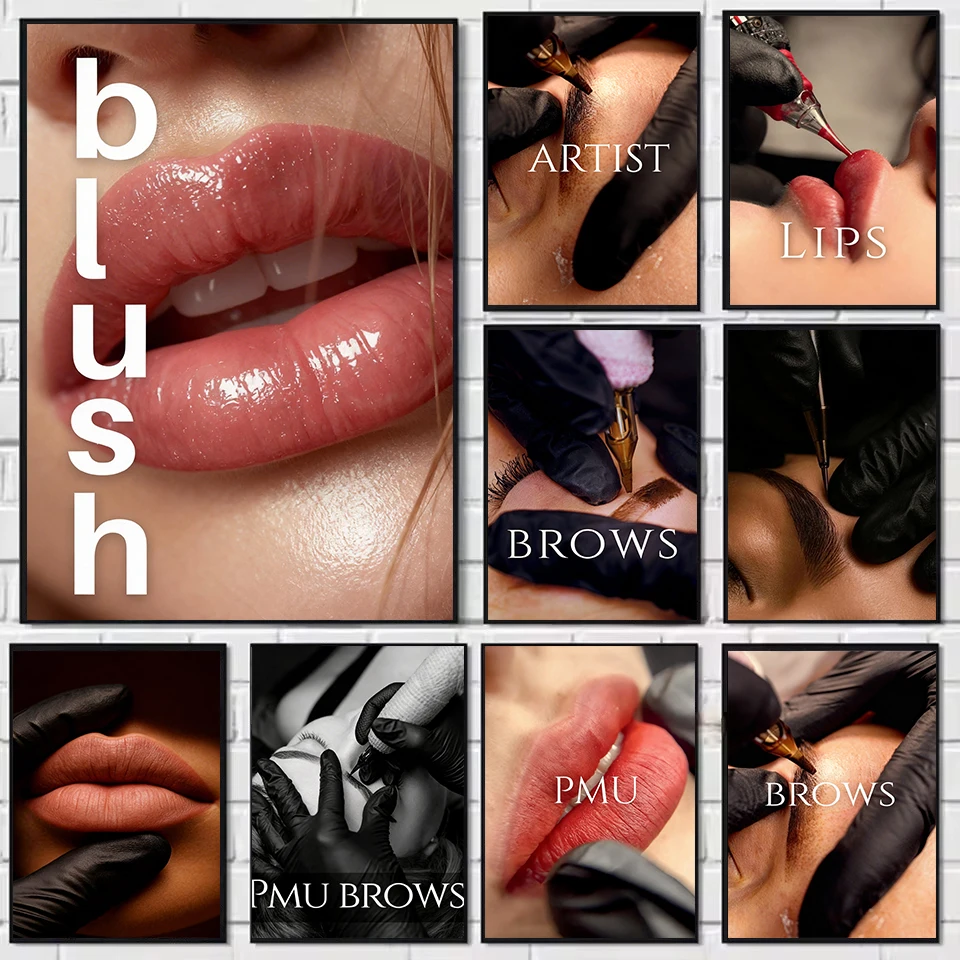 Lip and Brow Artistry Poster Decorative Canvas Painting Designed for Semi-Permanent Makeup Artists PMU Studios and Beauty Salons