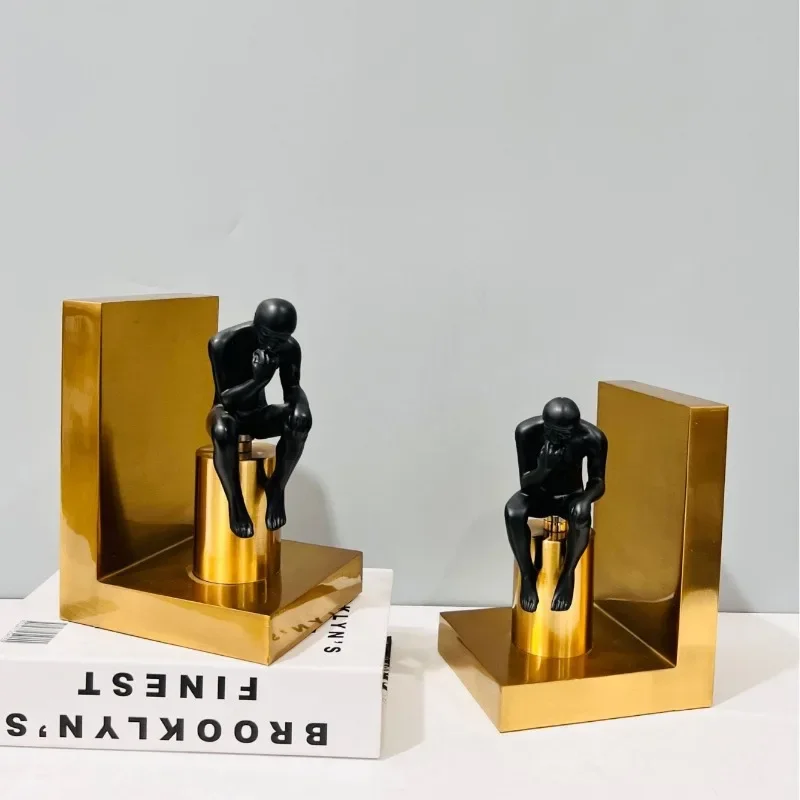 Light Luxury Thinker Books Rely on Metal Ornaments Creative Practical Home Furnishing Large Decorative Bookends Crafts