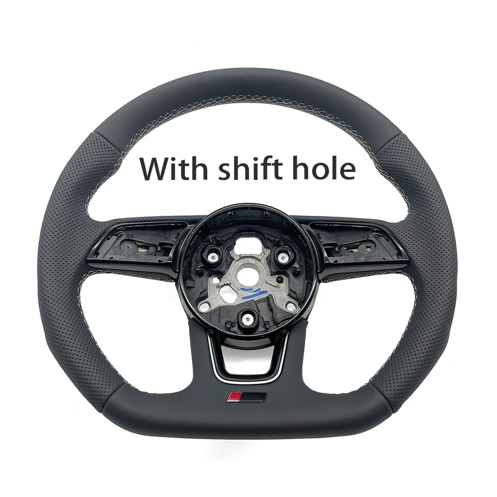 Voor Audi RS3 RS4 RS5 A3 A4 B9 A5 S3 S4 S5 2017-2020 Half geperforeerd wit lederen stuurwiel