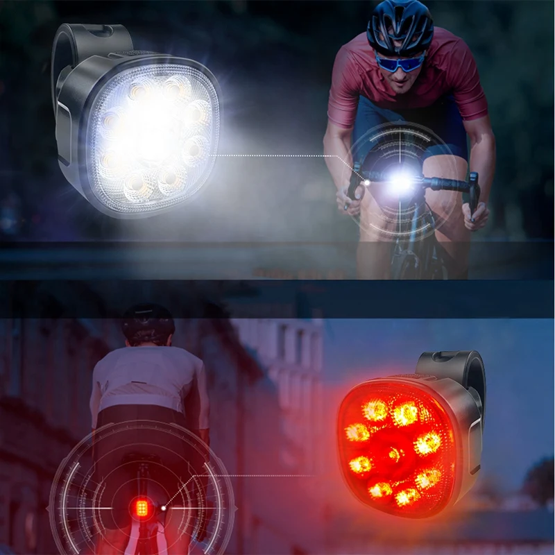 CYCLAMI Bike Light Rechargeable Waterproof Bicycle Front Light with Taillight Set Flashlight Bicycle Light Set Cycling LED Q9