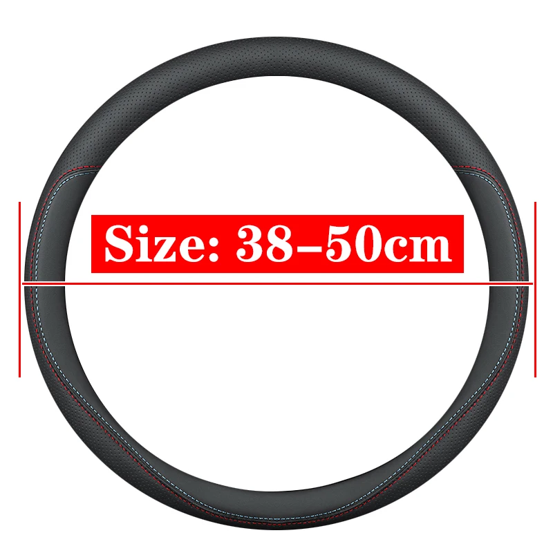 Large Size Bus Truck Steering Wheel Cover Leather Embroid Car Steering Wheel Cover Interior Accessories 38cm 40cm 42cm 45cm 47cm