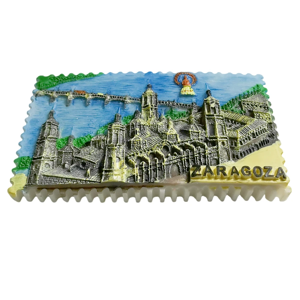 Zaragoza إسبانيا مغناطيس الثلاجة السفر تذكار الثلاجة الزخرفية المغناطيس رسمت باليد مجموعة الحرف اليدوية