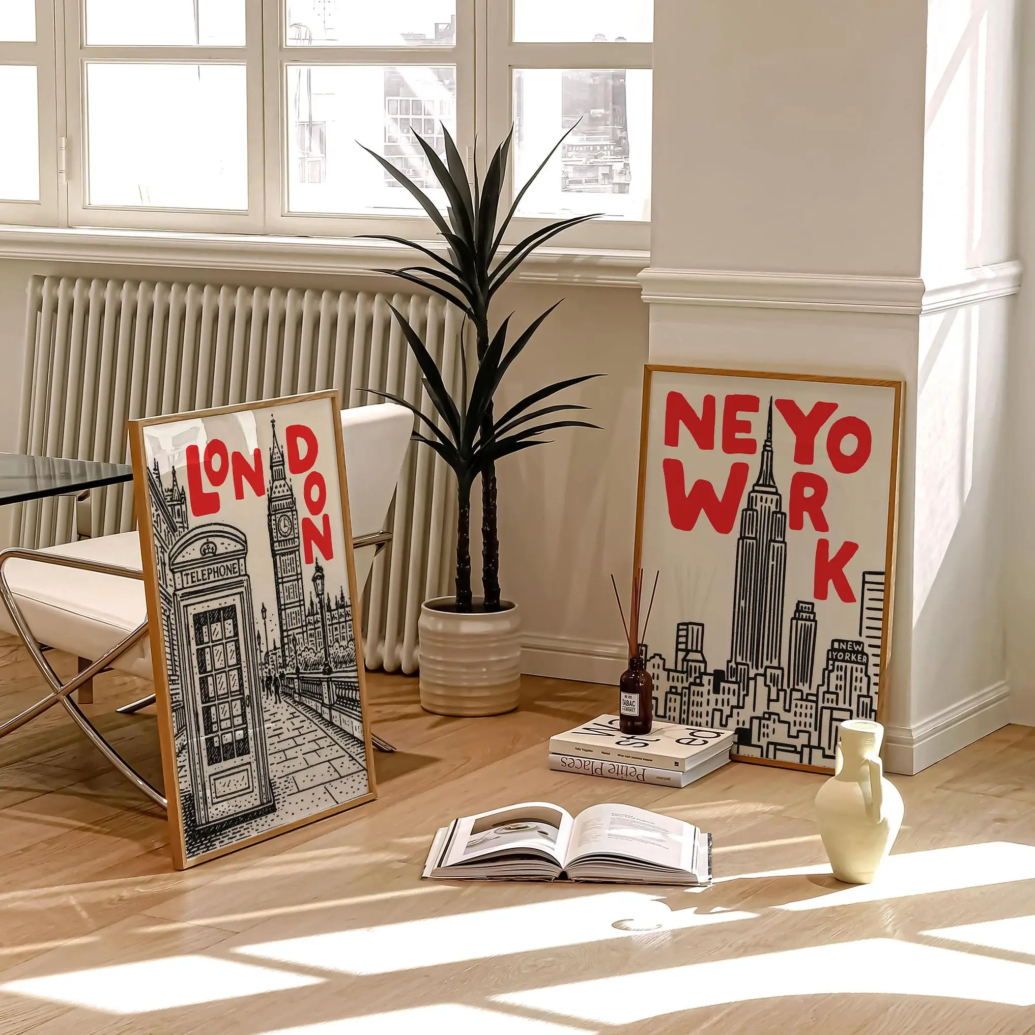 Set of 3 Trendy Prints, New York, London, Florence, Italy Travel Posters, Aesthetic Home Wall Art, Charming Cityscape Artworks