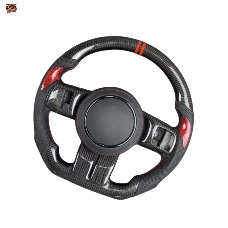 For Jeep Wrangler Gladiator Freedom Light JK JL Big Cut Compass Commander Flat Bottom Carbon Fiber Steering Wheel Modification
