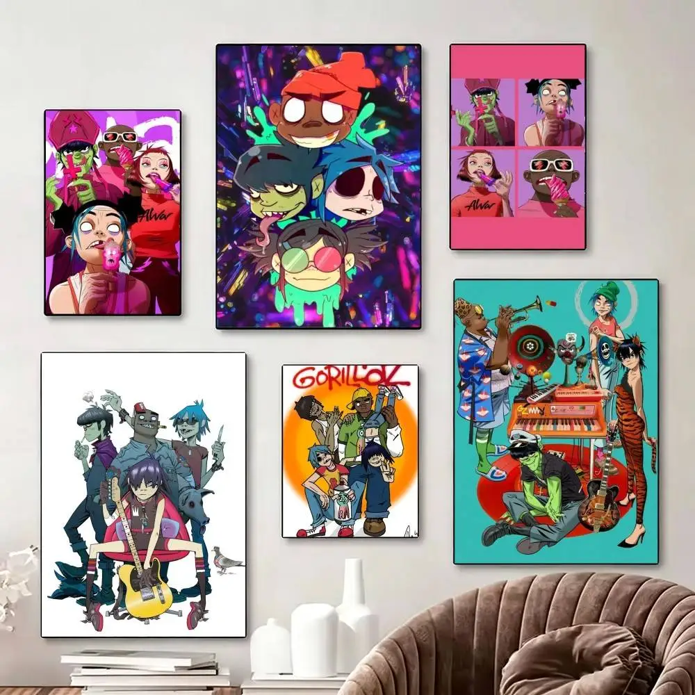 

For D-Damon Albarn G-Gorillaz Poster Perfect Space Sticker Self Adhesive for Office Home Theater Wall Art Decor Fancy Gift