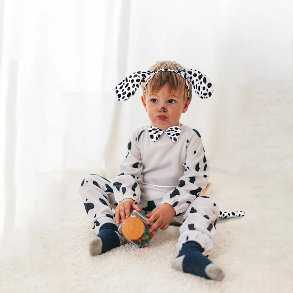 

Dalmatian Headdresses 2 Sets Three Piece Puppy Animal Pattern Kids Cosplay Props Party Supplies Flannel Ears Hair Decors Spot