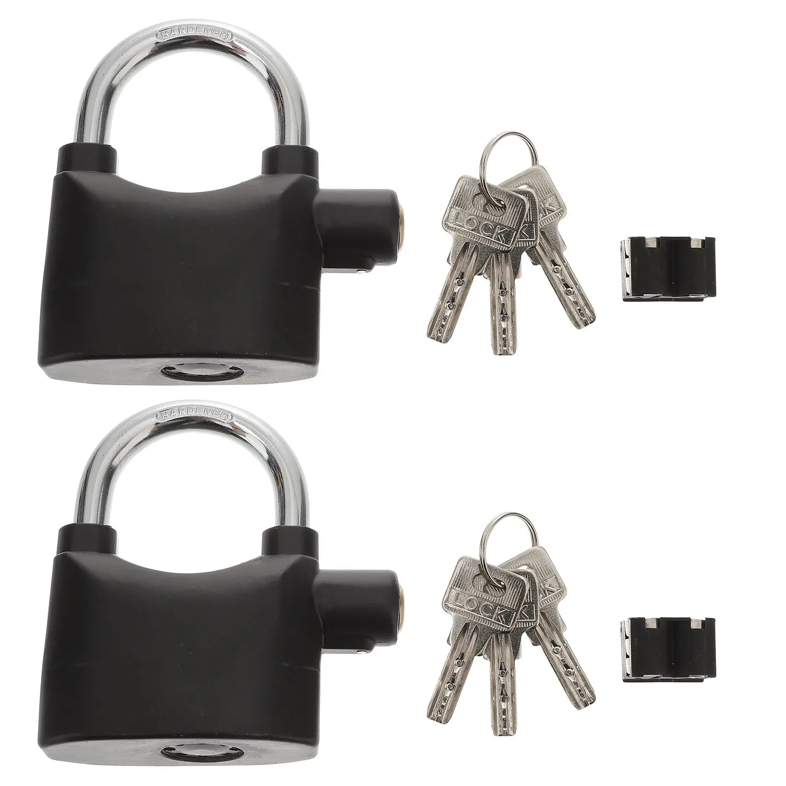 

2 Pcs Mini Alarm Bicycle Lock Black 3 Keys Strong Durable Suitable Bikes Motorcycles Containers Doors Windows Security Travel