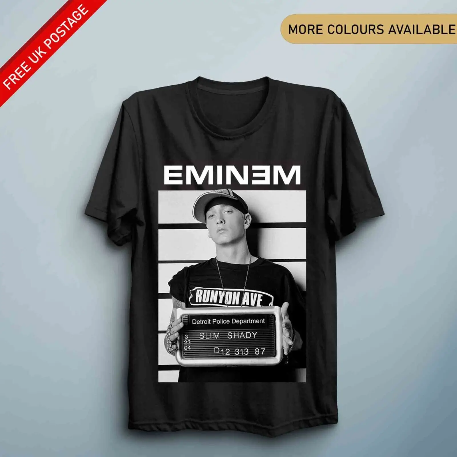 Eminem TShirt Unisex Slim Shady Mugshot T Shirt 100% Cotton Gangster Rap Shirt