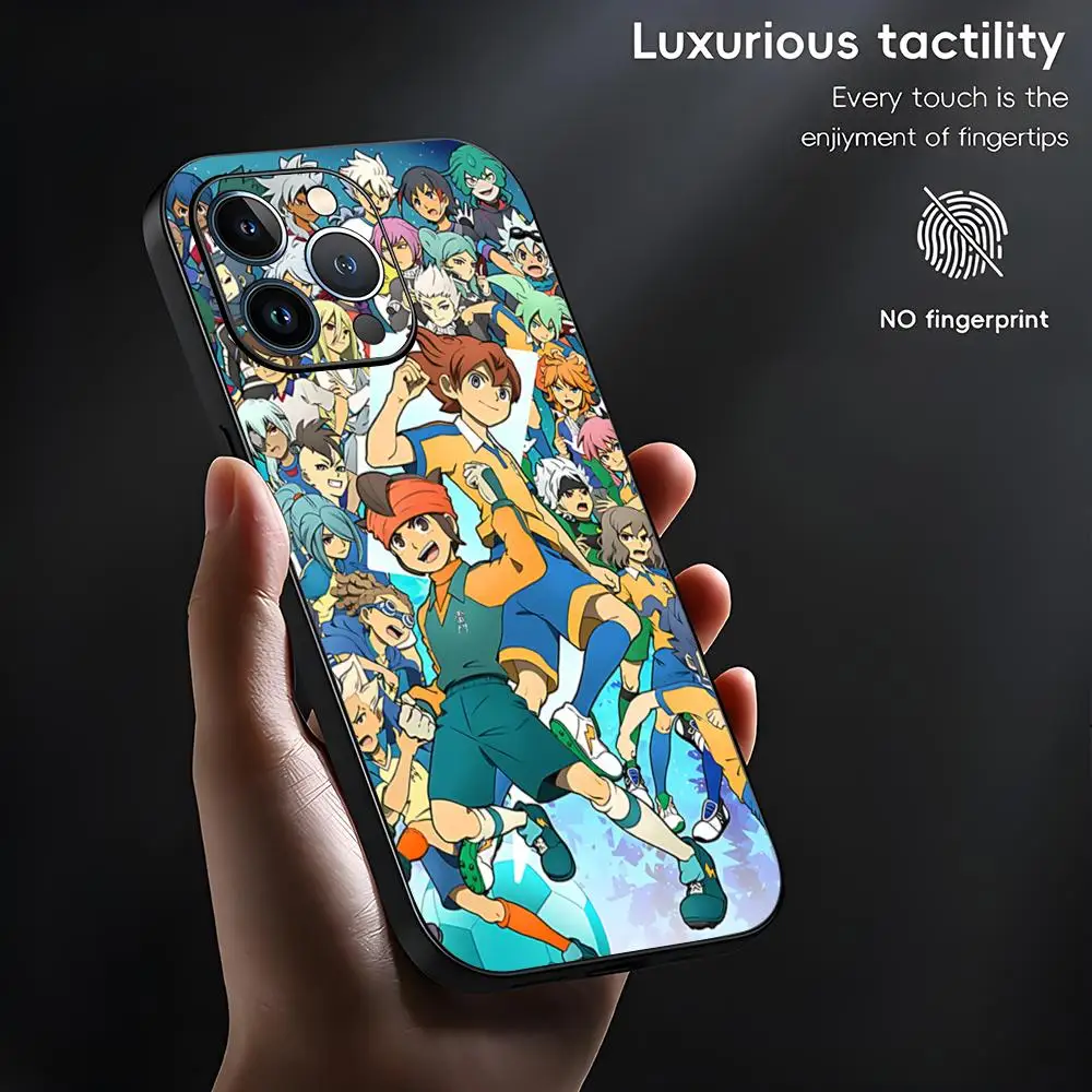 اليابان أنيمي inazuma أحد عشر قضية الهاتف آيفون 16 16e 15 14 13 12 11 XS XR زائد ميني برو ماكس لينة الأسود غطاء مقاوم للصدمات