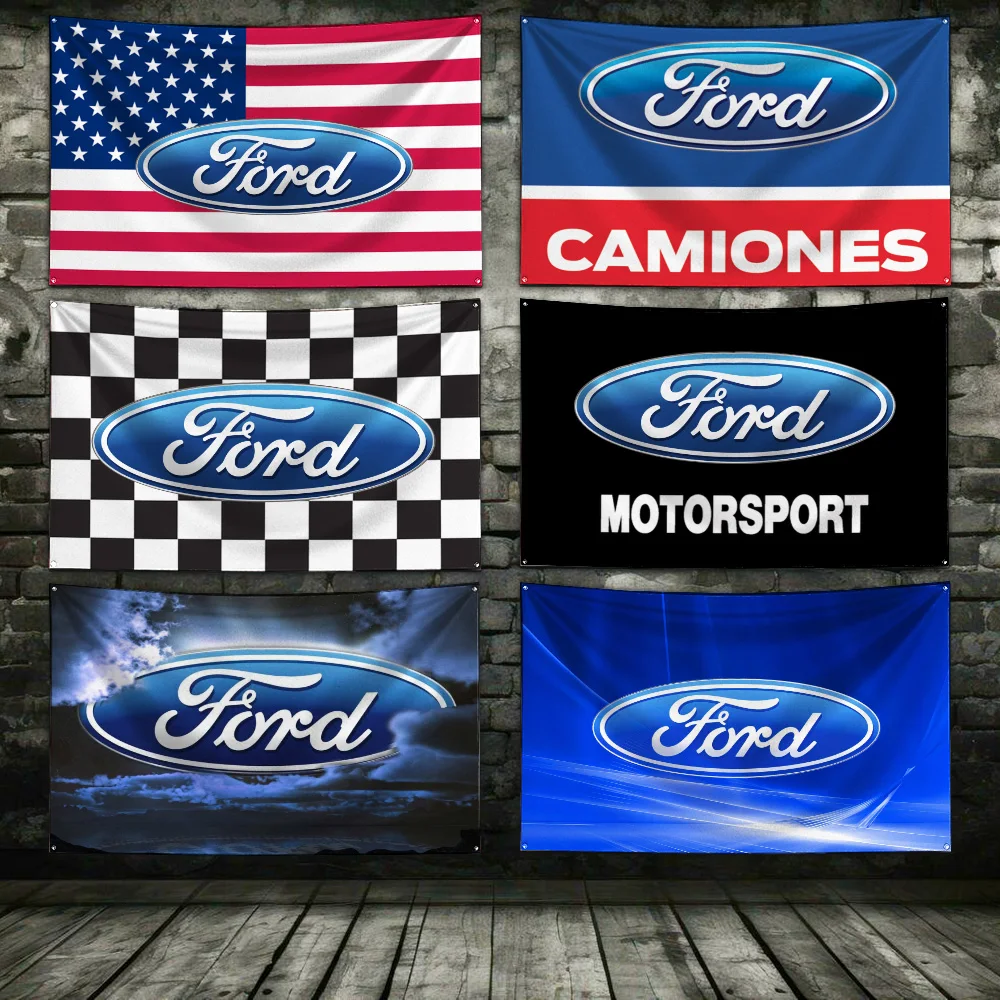 3x5 Ft For F-Fords Racing Flag Polyester Digital Printing Banner for Garage Wall Art Out Door Decoration With Brass Grommets