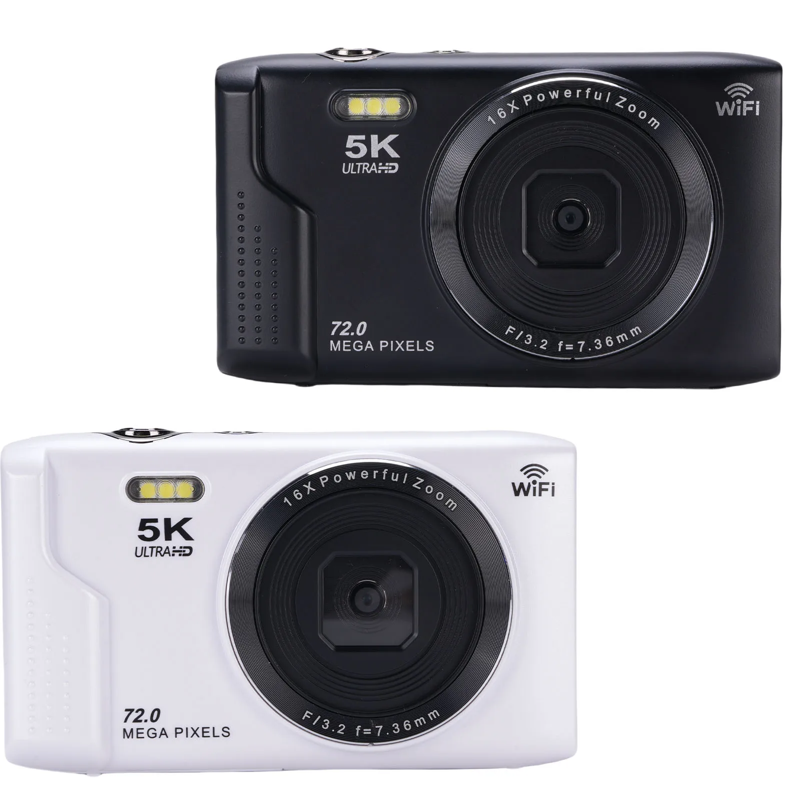 Cámara de viaje Vlog 72MP WiFi 16X Zoom 5K cámara Digital pantalla LCD de 2,8 pulgadas batería de 1200mAh luz de relleno LED para fotografía