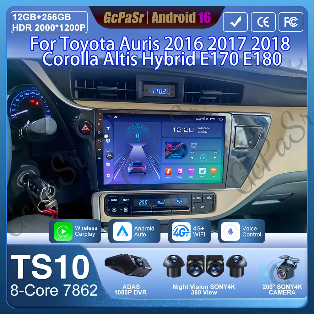 Android 15 Car Radio For Toyota Auris 2016 2017 2018 Corolla Altis Hybrid E180 GPS Navigation Android Auto Carplay WiFi No 2din