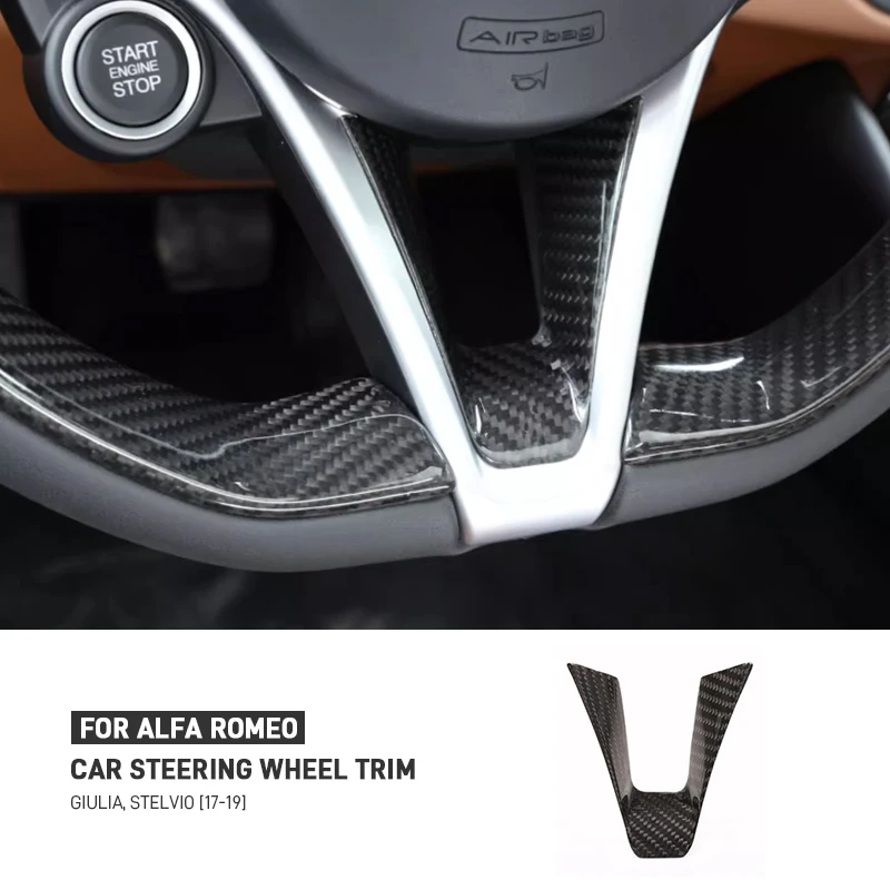 

Настоящее углеродное волокно, руль автомобиля, U-образная декоративная рамка, накладка для Alfa Romeo Giulia Stelvio 2017-2019, аксессуары