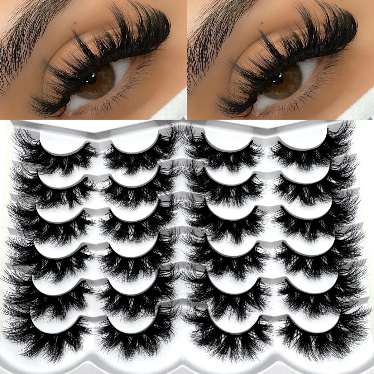 12 Pairs Natural Messy Eyelashes Faux Mink Eyelashes Long Lasting Fluffy Mink Lashes Dramatic Volume lashes Extension Thick Long