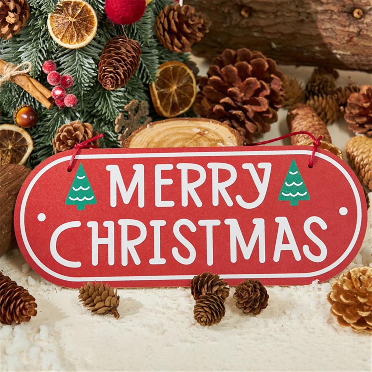 Merry Christmas Plaques Sign for Front Door Home Decor Wall Hanging Home Outdoor Wooden Christmas Hanging Sign