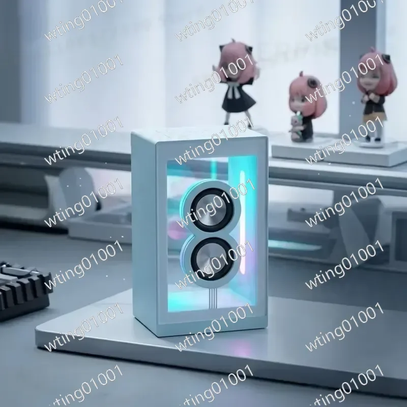 for Gaming Speaker 13W Output RGB Neon LED Clear Acrylic Transparent Design Built-in Battery 5V Power