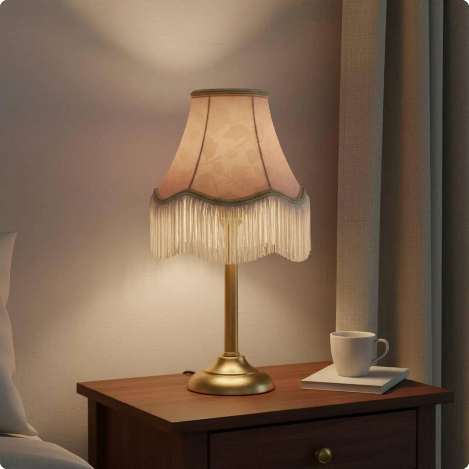 Textile Tassel Lampshade Soft Light Diffuser Retro Fringe Shade Table Lamp Accessory for Bedroom Lighting