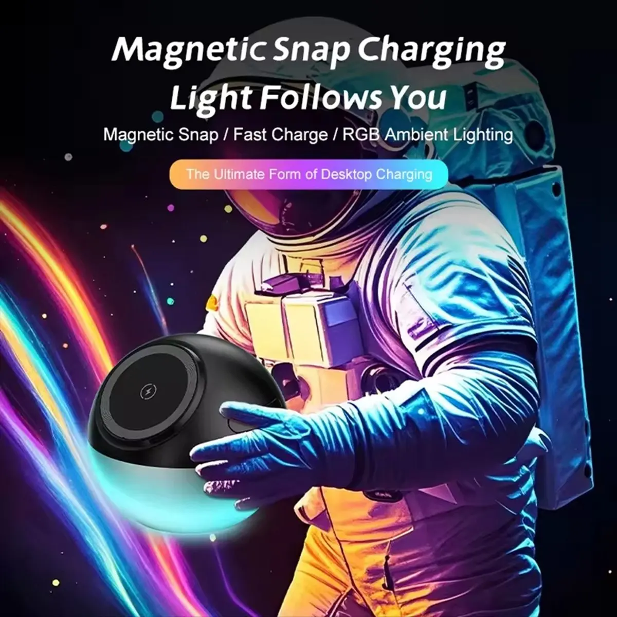 Desktop 3 in 1 Magnetic Wireless Charger with LED Light Fast Charging Station for Cell Phone Watch Earphone