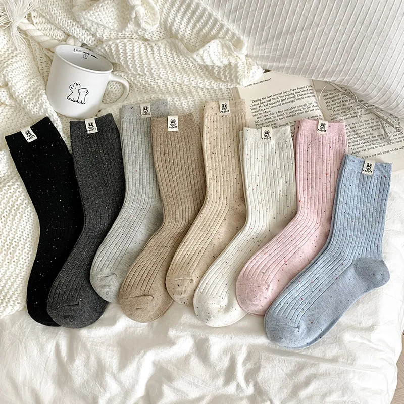 Autumn and Winter New Women's Socks Mid-tube Socks Autumn Small Cloth Label Stockings