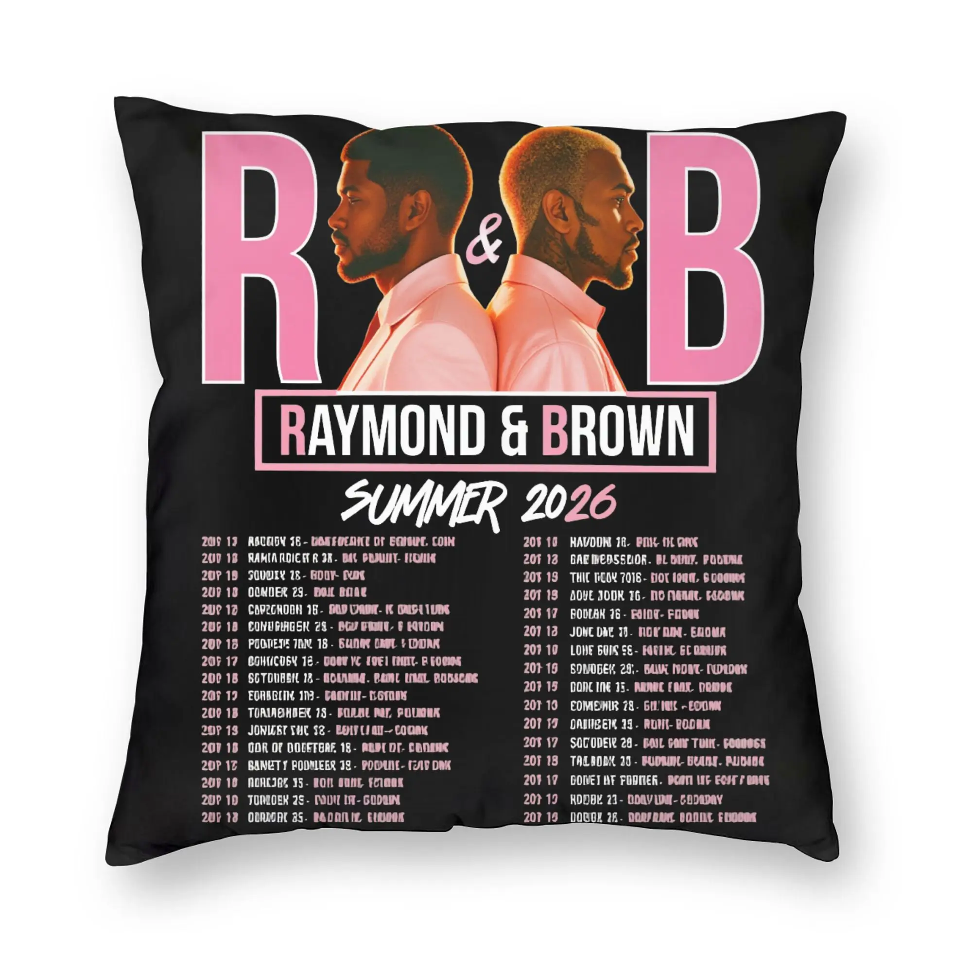 Chris Brown And Usher The Rb Tour Pillow Case  Raymond And Brown Custom Pillow Cover For Living Room Chair Kawaii Pillowcases