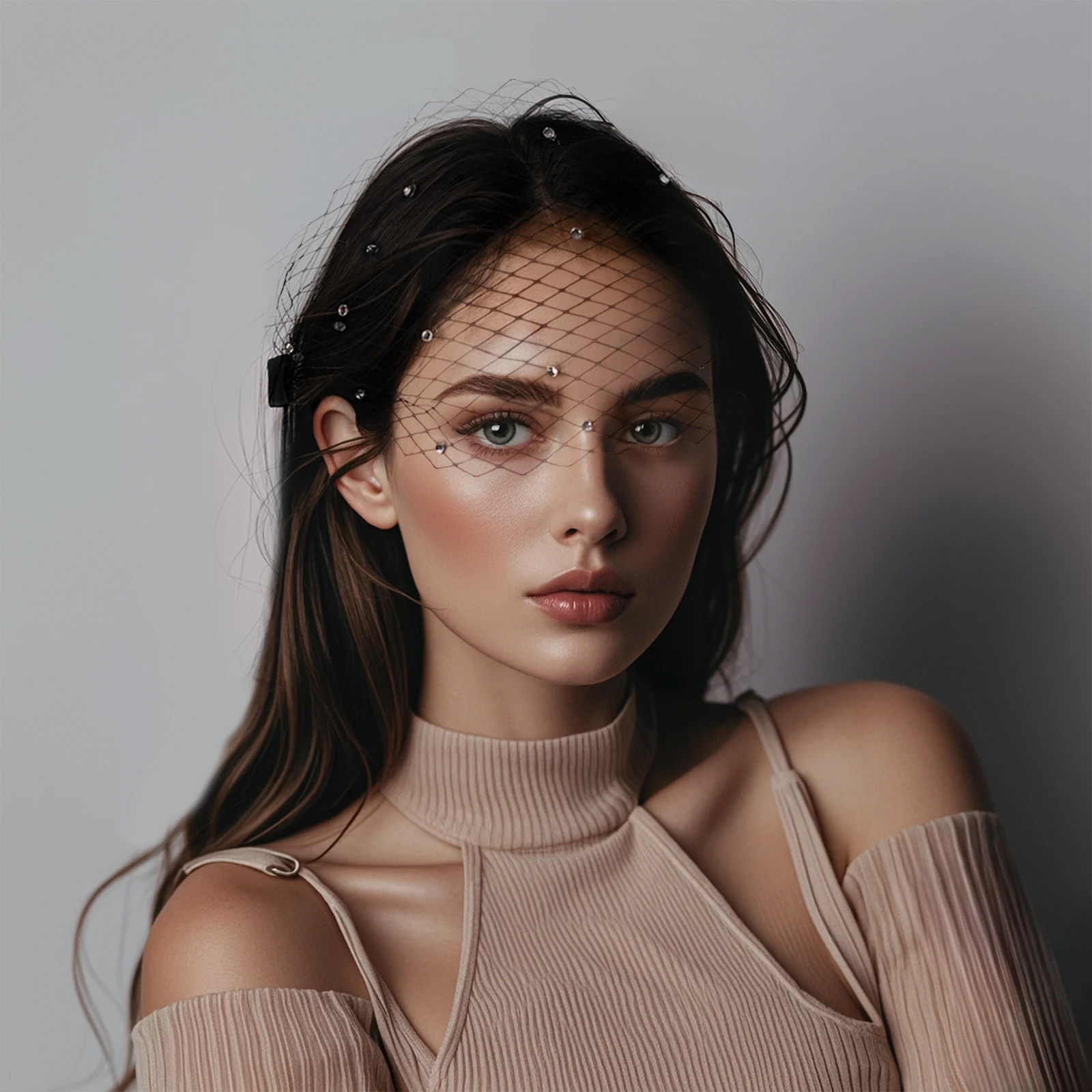 

TOPQUEEN черная марлевая фата со стразами, украшенная свадебными аксессуарами, женская клетка для птиц, реквизит для шоу velo de novia MA42