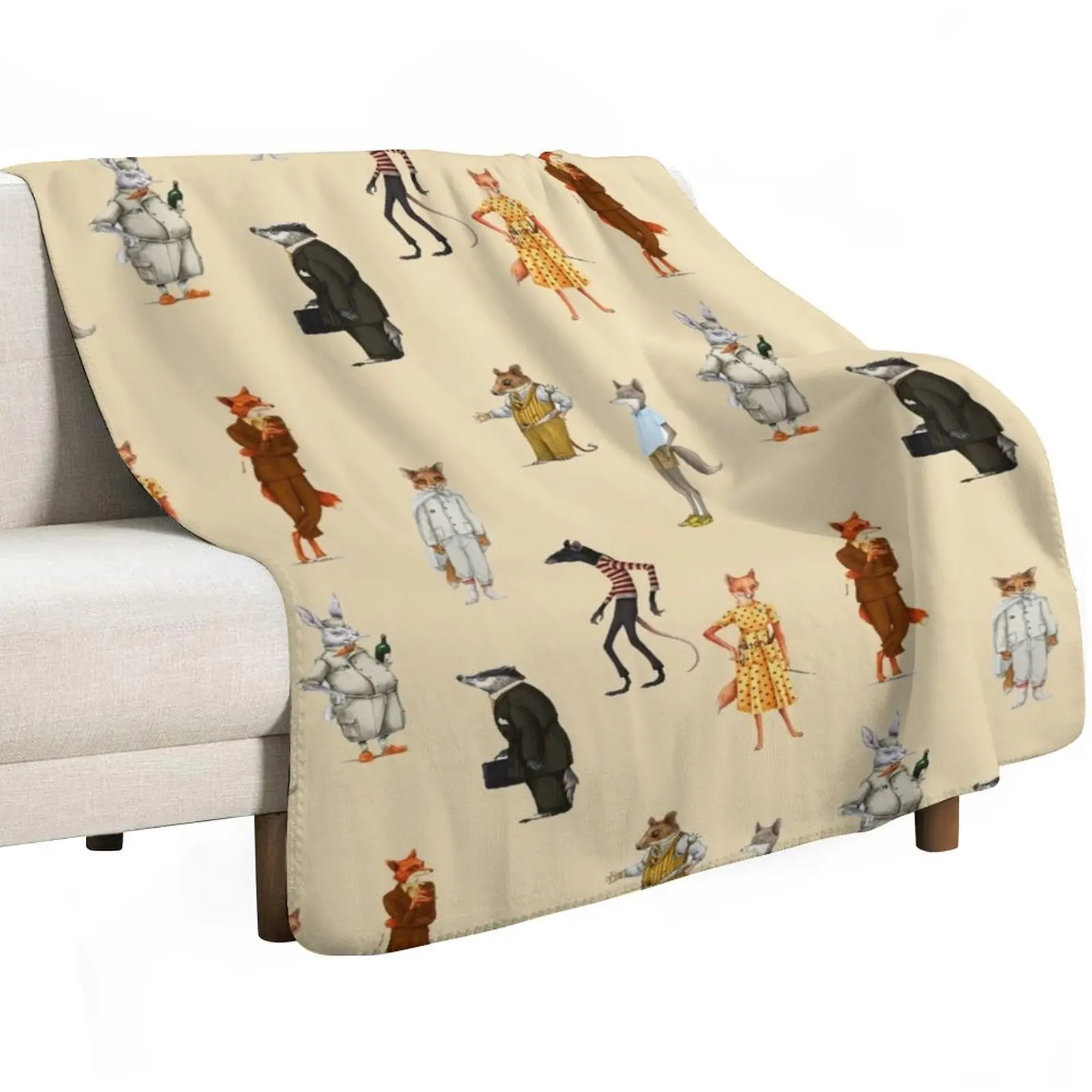 Fantastic Mr. fox and Mrs. Fox Family Sticker pack Throw Blanket Hairys Beach Custom Blankets For Bed Bed Fashionable Blankets