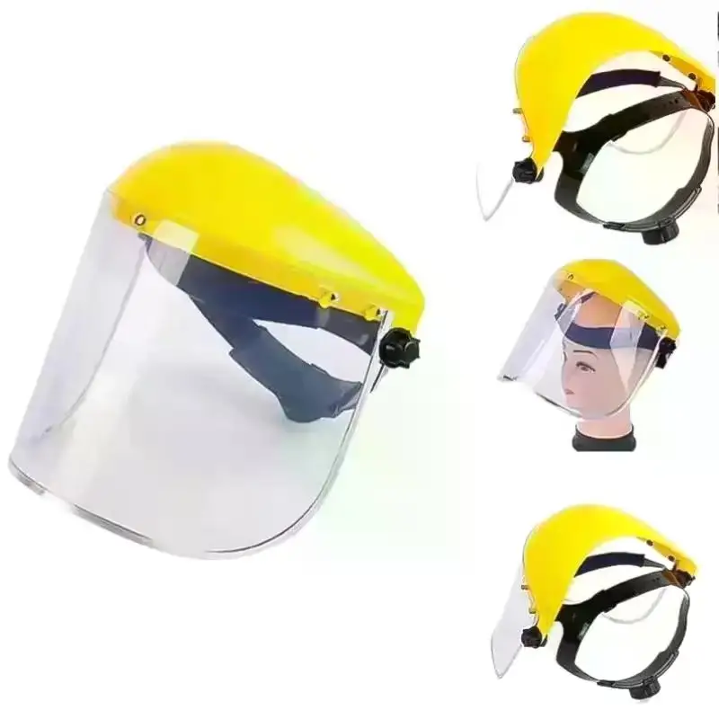 Orange, Red, Yellow Adjustable Mesh Mask Helmet for Garden Grass Trimmer and Weed Wacker Safety with Full Face Coverage