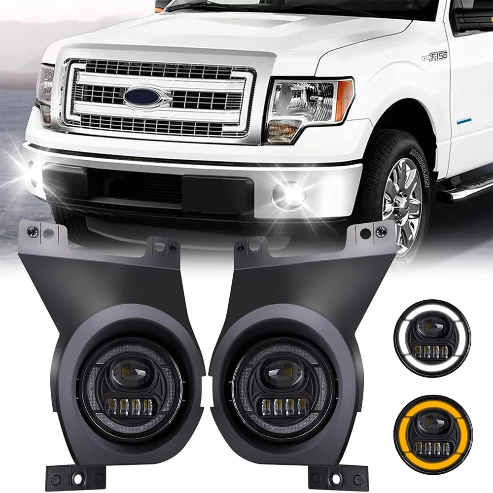 

LED Fog Lights for Ford F150 2011 2012 2013 2014 with DRL Bumper Driving Fog Lamp Assembly Replacement Turn Signal Light