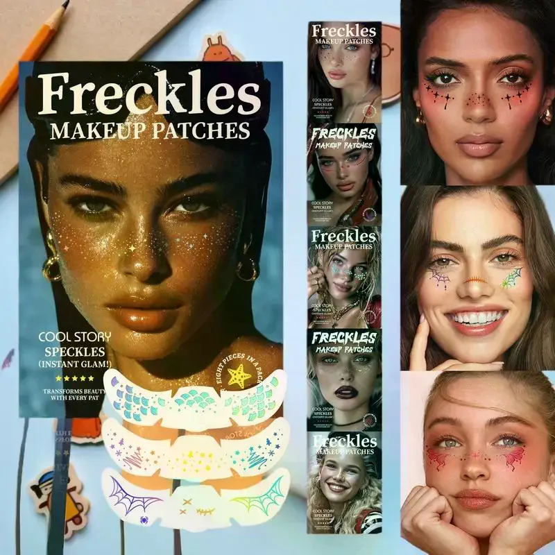 6장 주근깨 스티커 크리스마스 메이크업 스탬핑 파티 메이크업 패치 얼굴 타투 볼 메이크업 타투 얼굴 블러셔 스티커