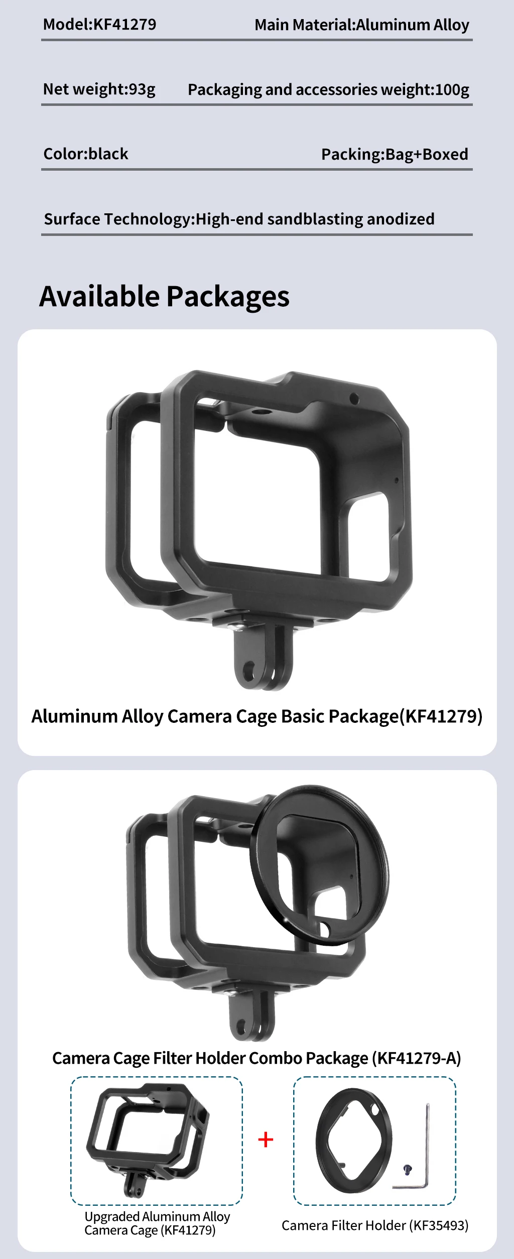 Aluminium gehäuse für Gopro Hero 13 12 11 10 schwarzer Kamera käfig Rig Schutz gehäuse rahmen Form montierter Kalt schuh 52mm Filter halterung – Detail 8