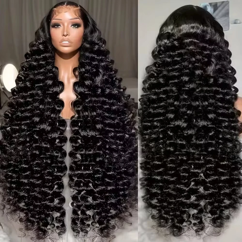 13x4 13x6 HD Transparent Lace Deep Wave Frontal Wig 40-42Inch