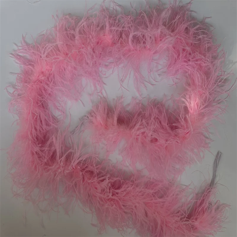 6ply Leather Pink Ostrich Feather Boas Fluffy Crafts Feathers for Clothing 2 Meters Christmas Decorations 2023 Centerpieces Diy