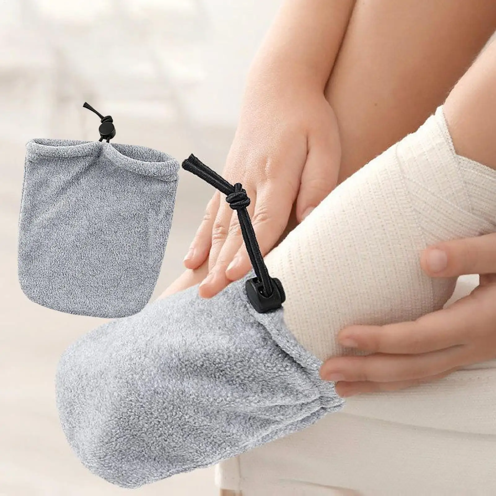 Waterproof Cast Cover For Foot & Ankle Adjustable Drawstring Fleece Protector Shower & Daily Use For Walking Cast & Medical Boot