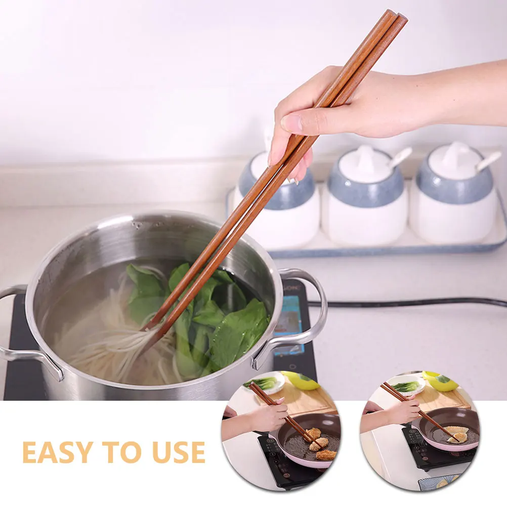 

1Pair 32Cm Chinese Long Wooden Chopsticks for Hot Pot Noodles Frying Cooking Reusable Elegant Simple Design Heat Resistant