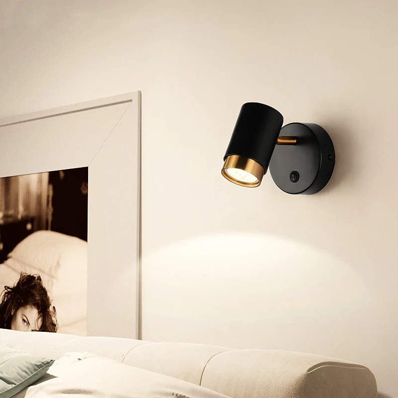 Indoor 6W GU10 LED Ceiling Wall Lamp Folding Rotation Home Hotel Bedroom Bedside Living Room Reading Wall Light With Switch