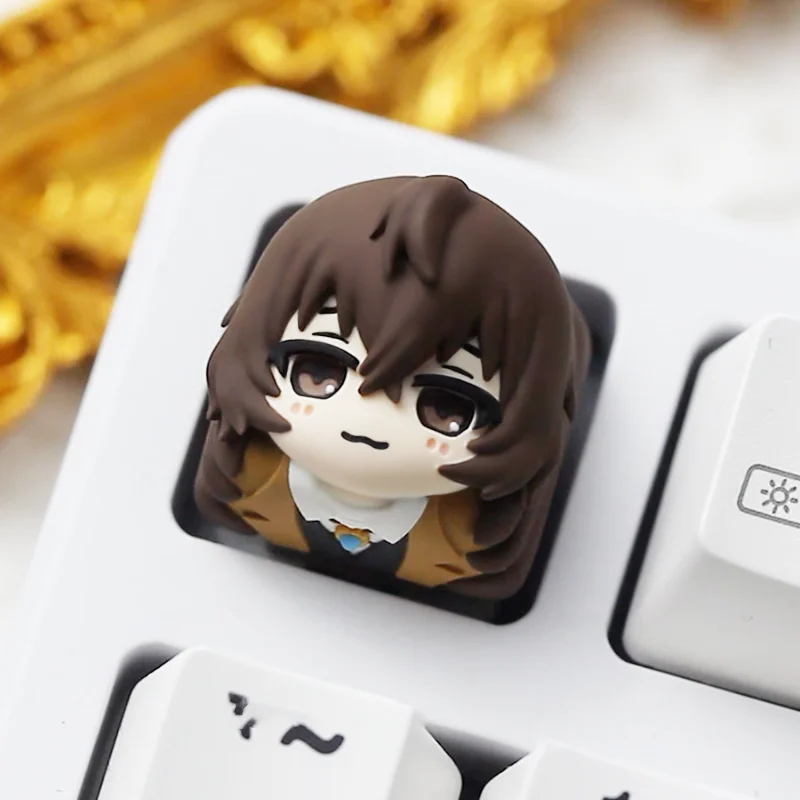 Detective Agency Keycaps | Espresso Brown & Gold Accents | Anime Collector's Edition | Handmade Keycaps | Keyboard Accessories D