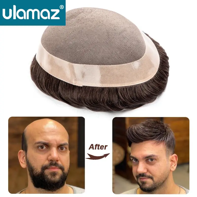 

Моно мужской протез волос 100% человеческие волосы для мужчин Двойные узлы Мужские парики Моно парик Мужская система волос Парики из натуральных волос для мужчин