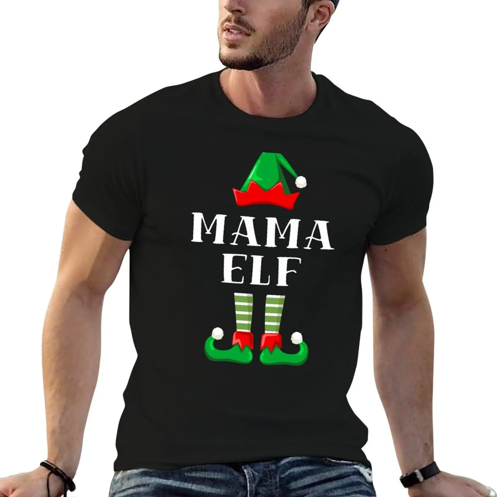 Mama Elf - Christmas matching family gift T-Shirt summer 2026 vintage outfits for men