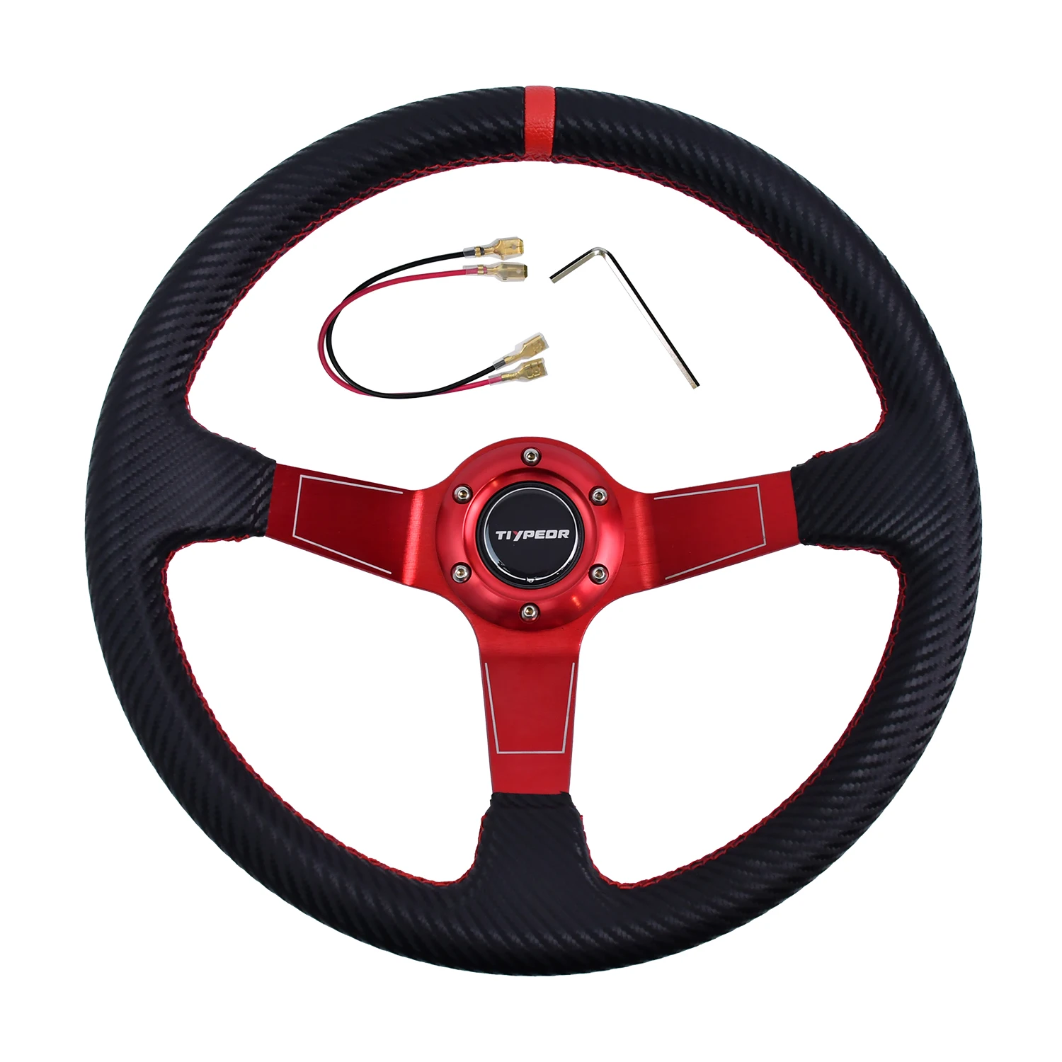 Tiypeor JDM Racing PVC Aluminum Bracket Universal 14inch 350mm Drifting Car Steering Wheel