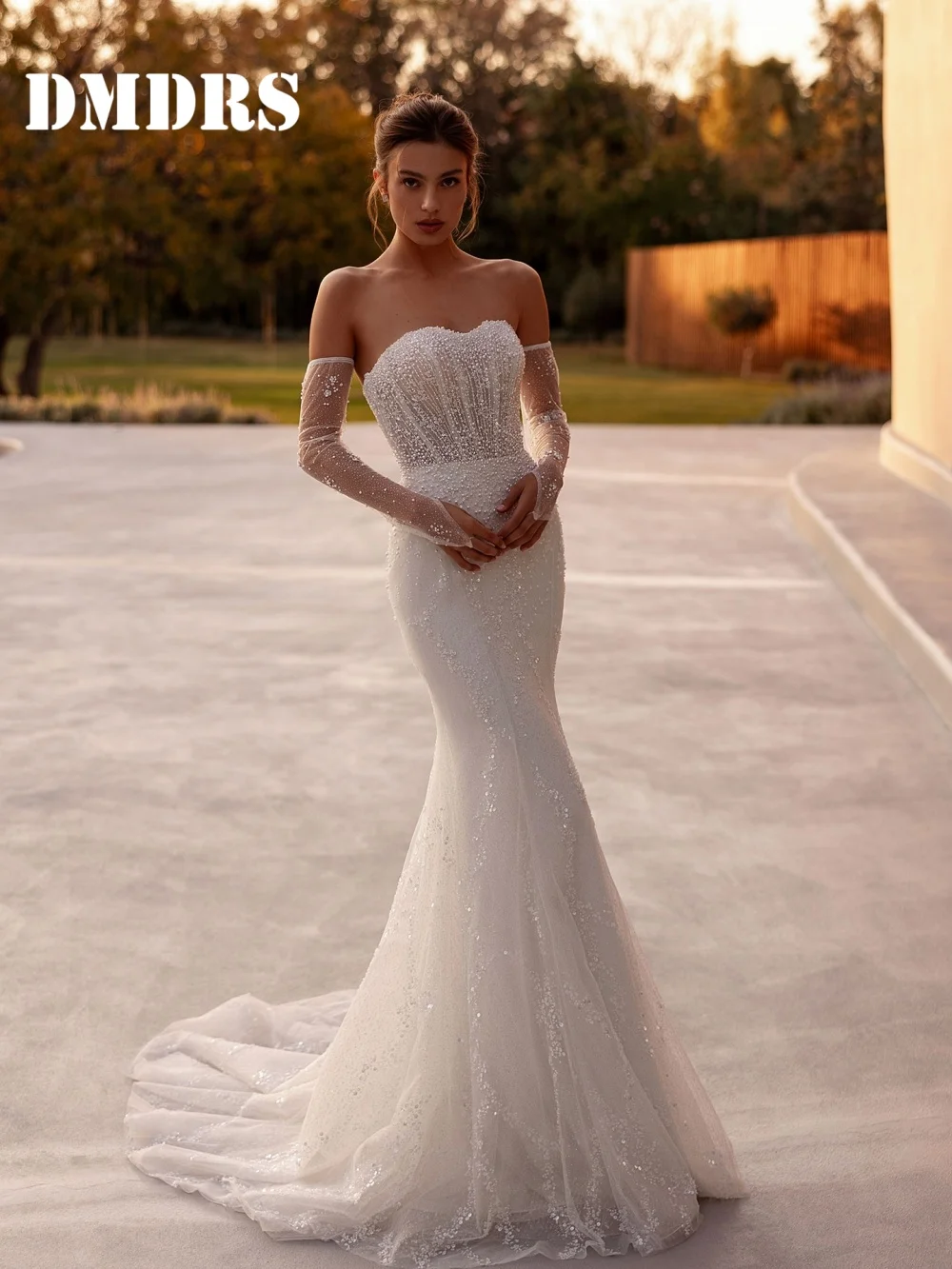 

Elegant Mermaid Wedding Dresses Romantic Sleeveless Bridal Gowns Classic Appliqué Floor-Length Wedding Gowns Vestidos De Novia