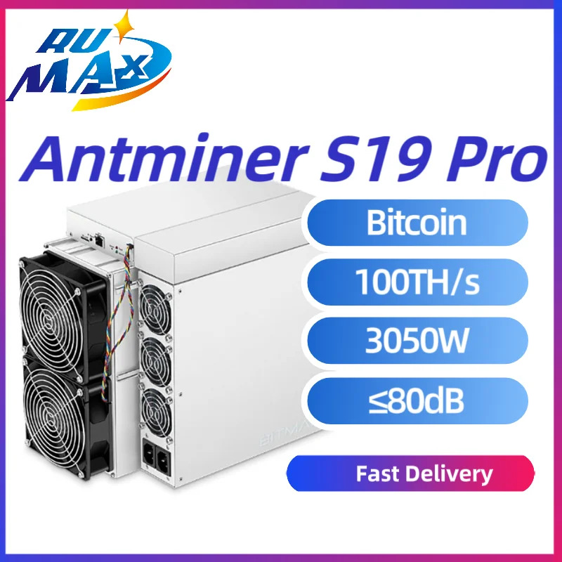 

New Antminer S19 Pro 100T 3050W Bitcoin Miner Machine Antminer S19Pro BTC Miner SHA256 Bitcoin Mining ASIC BCH BTC Mining
