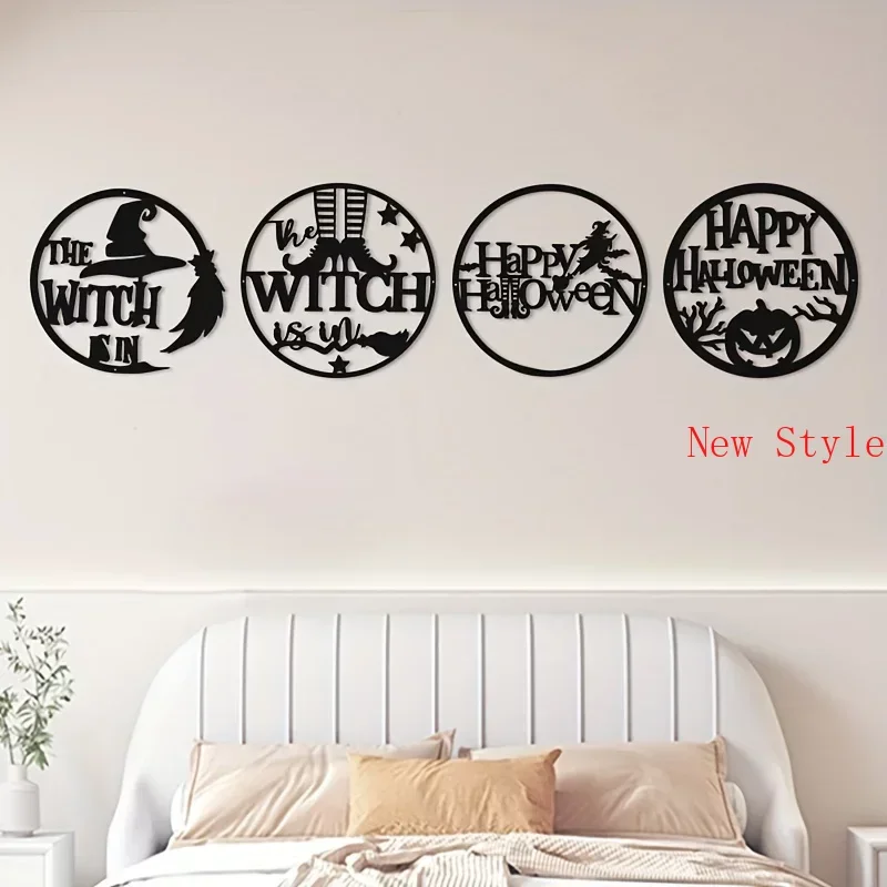 

Metal Home Decor Halloween Witch Pumpkin Pattern Frameless Pendant Kids Room Kindergarten Livingroom Nursery Bedroom Wall Decor