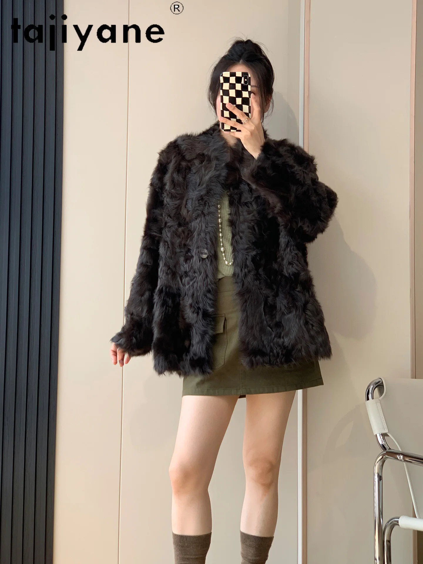 

TAJIYANE Real Sheepskin with Wool Attached Jacket Women Reversible Fur Jackets 2025 New in Coats Winter Woman Clothing шуба