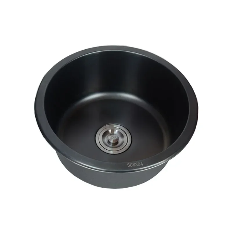 Black Nano round Mini Small Sized Sink Single Sink 304 Stainless Steel Bar Counter Balcony Kitchen