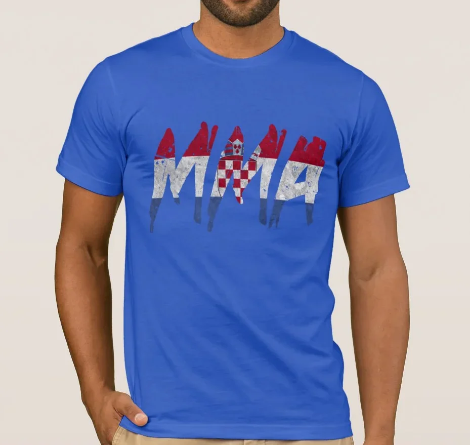 Unique Design Croatian Flag MMA Font Printed T-Shirt. Summer Cotton Short Sleeve O-Neck Mens T Shirt New S-3XL