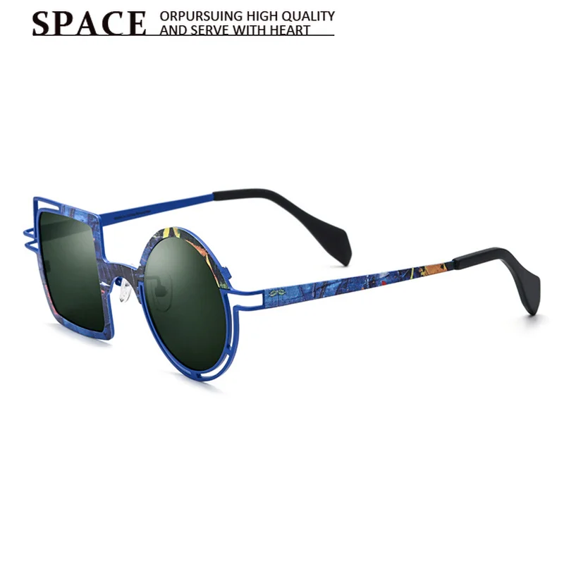 Ultralight Comfort Color‑Block Pure Titanium Sunglasses Unisex Special One‑Square‑One‑Round Frame Dual‑Color Design  for Driving