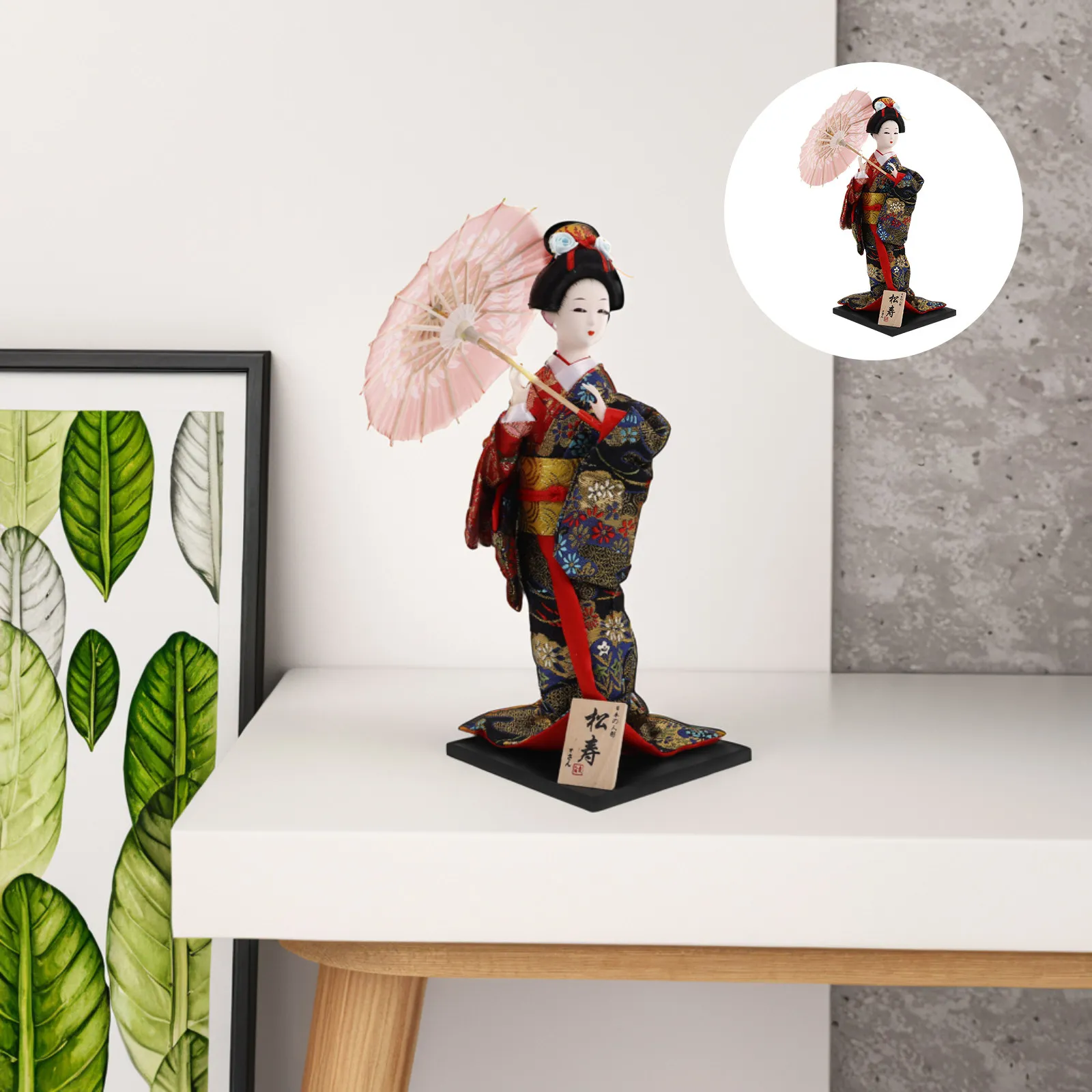 Premium Handcrafted Japanese Geisha Ornament in Traditional Kimono Desktop Decor for Home Office Room Japanese Atmosphere