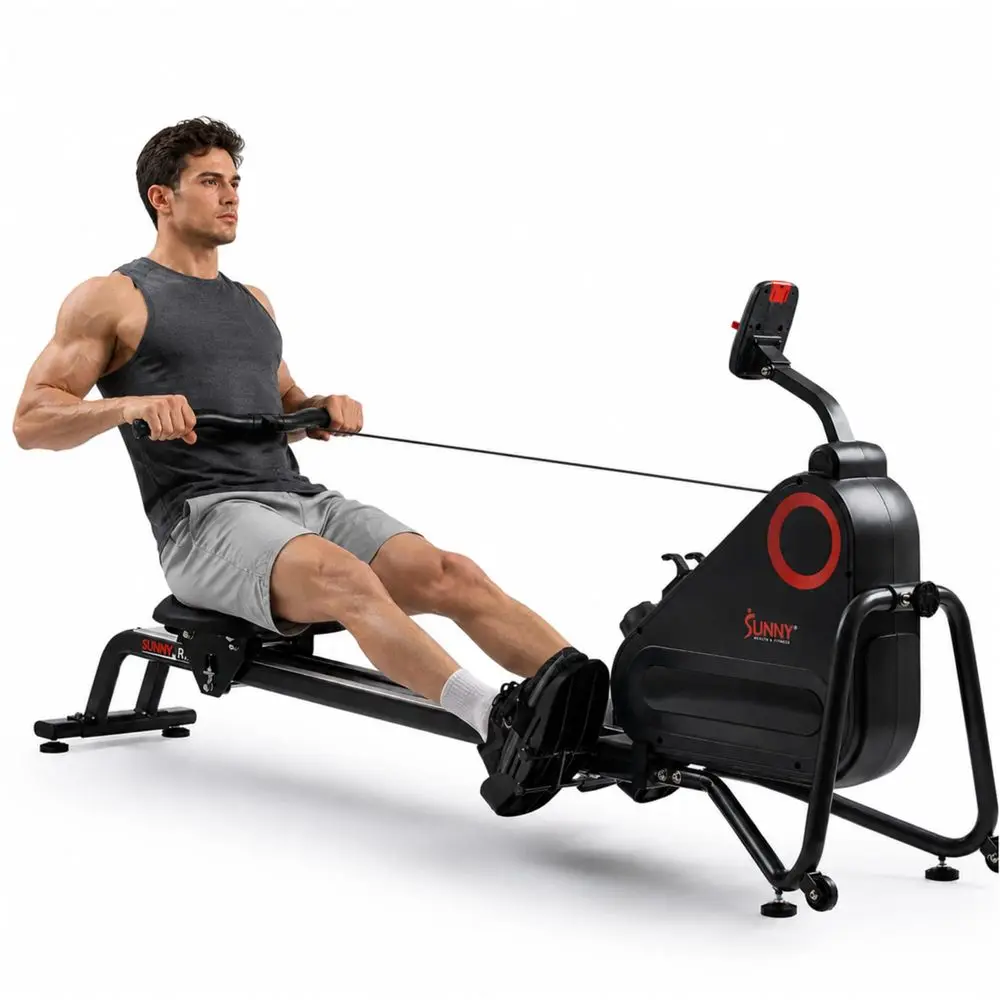 

Magnetic Rowing Machine for Home Exercise, Quiet amp Smooth Rower with Compact Storage and Optional Free SunnyFit App Connectiv