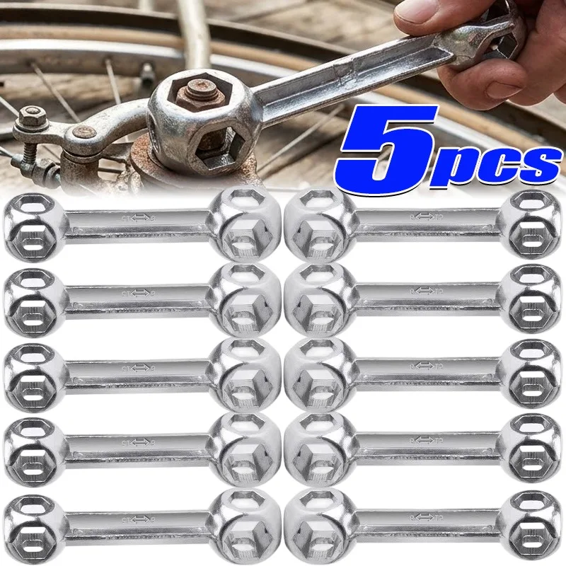 Bicycle Multi Tool Wrench Bone Shaped Pocket Spanner Zinc Alloy Rust Free Precision Hex Wrench for Bike Repair Outdoor Riding
